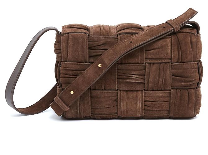 Bottega Veneta Borsa a Tracolla Cassette Padded Camoscio Noisette Marrone - vista 4
