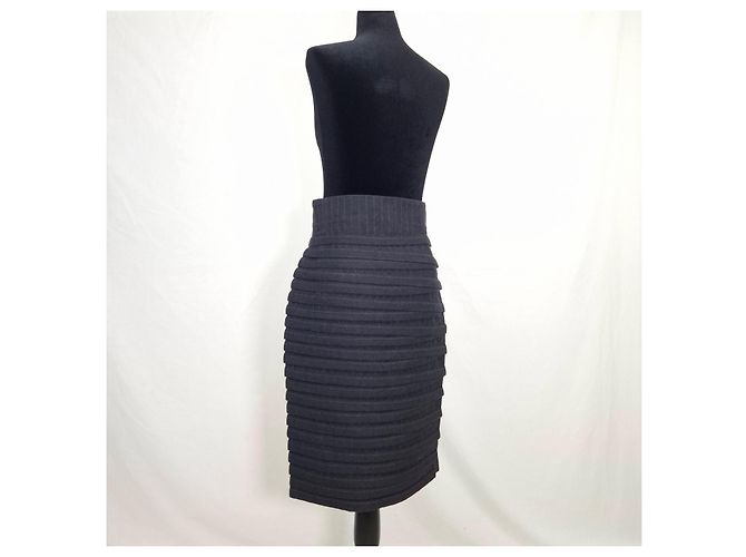Falda Tubo Gianni Versace Couture 1988 de Lana Gris - vista 2