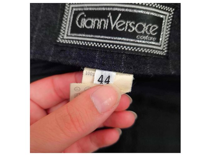 Falda Tubo Gianni Versace Couture 1988 de Lana Gris - vista 3