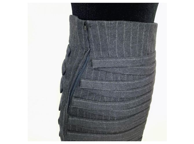 Falda Tubo Gianni Versace Couture 1988 de Lana Gris - vista 5