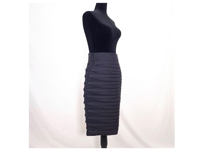 Falda Tubo Gianni Versace Couture 1988 de Lana Gris - vista 6