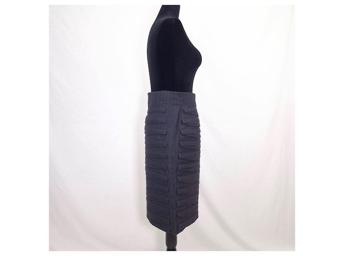 Falda Tubo Gianni Versace Couture 1988 de Lana Gris - vista 7