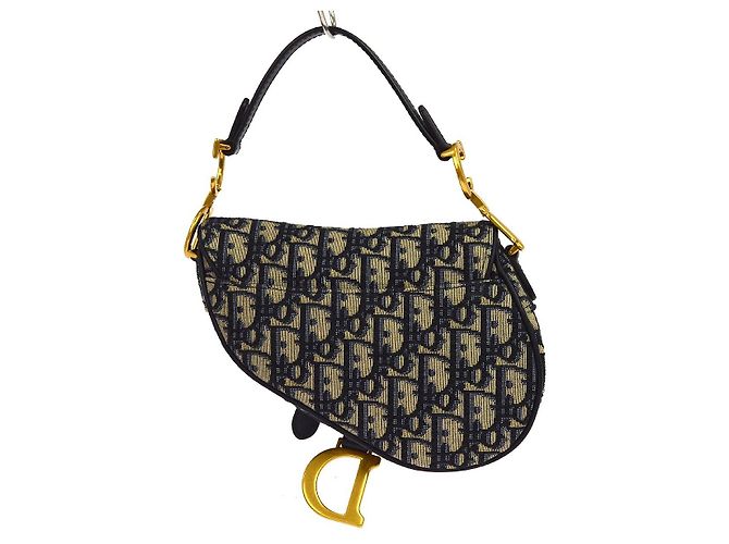 Christian Dior Saddle Oblique Jacquard Mini Blu navy - vista 2