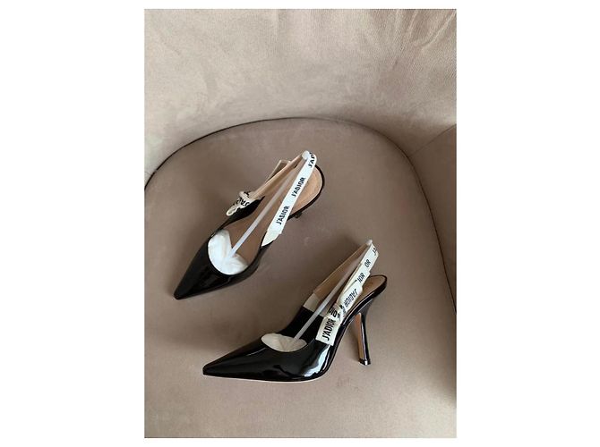 Christian Dior J'Adior Décolleté Slingback Vernice Nera Nero - vista 4
