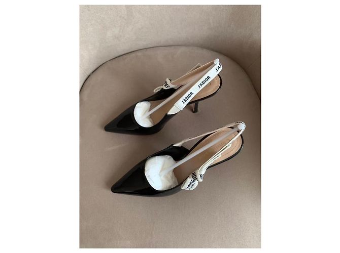 Christian Dior J'Adior Décolleté Slingback Vernice Nera Nero - vista 6