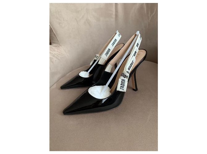 Christian Dior J'Adior Décolleté Slingback Vernice Nera Nero - vista 8