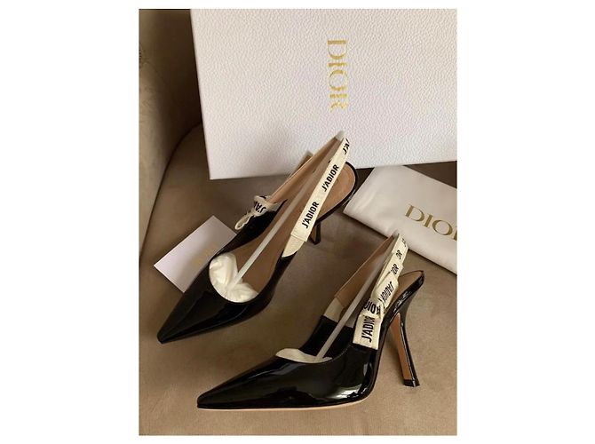 Christian Dior J'Adior Décolleté Slingback Vernice Nera Nero - vista 9