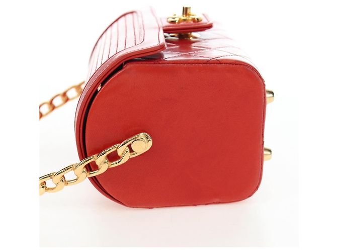 Chanel Vintage Mademoiselle Top Handle Flap Quilted Leather Small Rosso - vista 5