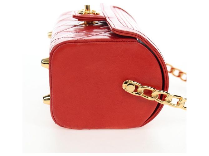 Chanel Vintage Mademoiselle Top Handle Flap Quilted Leather Small Rosso - vista 6