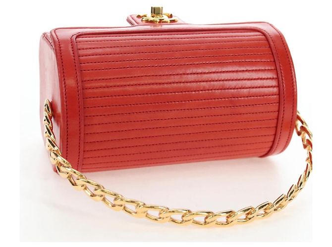 Chanel Vintage Mademoiselle Top Handle Flap Quilted Leather Small Rosso - vista 7