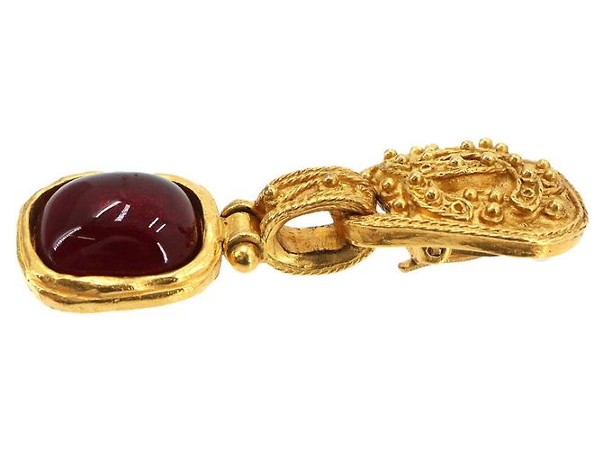 Chanel Gripoix Hängeohrringe Golden Bordeaux - Ansicht 4