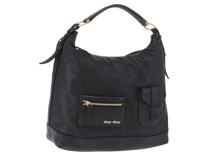 Miu Miu Tote Shopping in Pelle Grande con Tasca Frontale con Zip Nero - vista 3