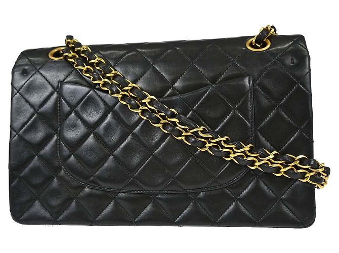 Chanel Vintage Classic Single Flap Quilted Lambskin Medium Nero - vista 2