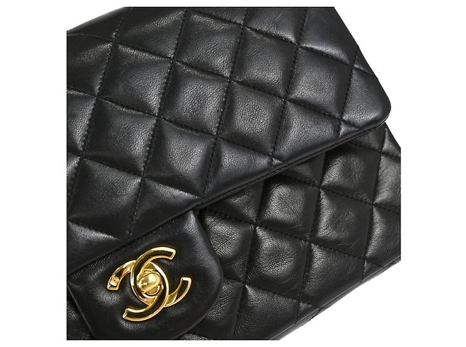 Chanel Vintage Classic Single Flap Quilted Lambskin Medium Nero - vista 5