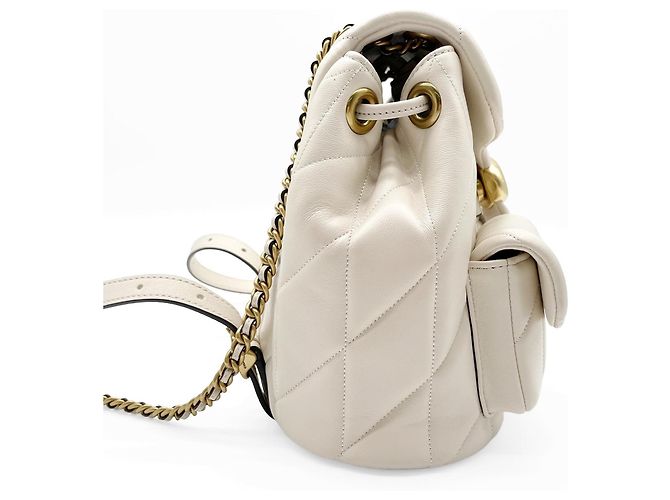Coach Tabby gesteckter Leder Rucksack Weiß Gold Golden - Ansicht 4