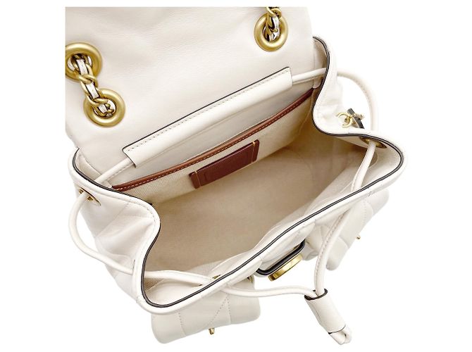 Coach Tabby gesteckter Leder Rucksack Weiß Gold Golden - Ansicht 6
