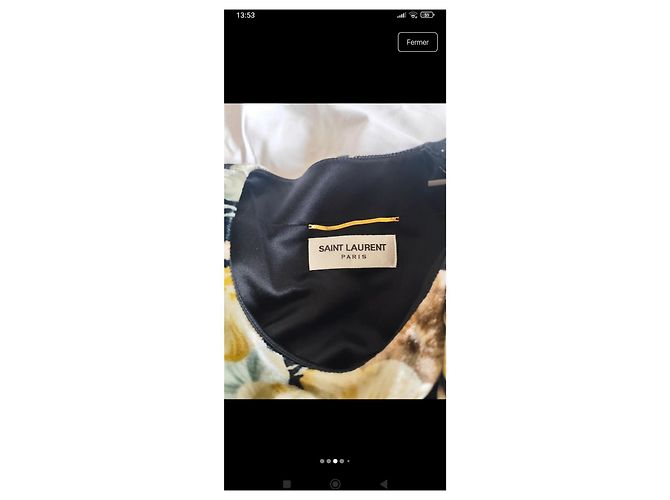 Autre Marque Saint Laurent Samtkleid mit Blumenprint Braun Schwarz Gelb - Ansicht 3