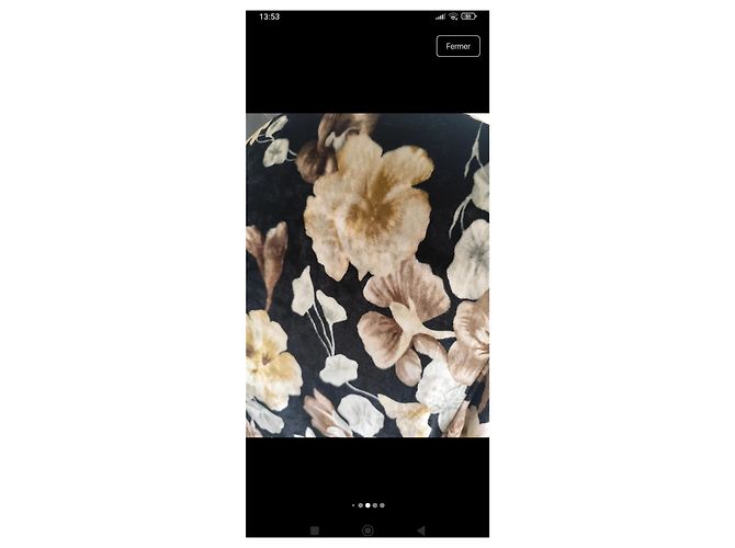 Autre Marque Saint Laurent Samtkleid mit Blumenprint Braun Schwarz Gelb - Ansicht 7