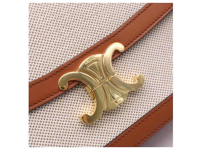 Céline Celine Classic Triomphe Medium Schultertasche Braun Beige - Ansicht 13