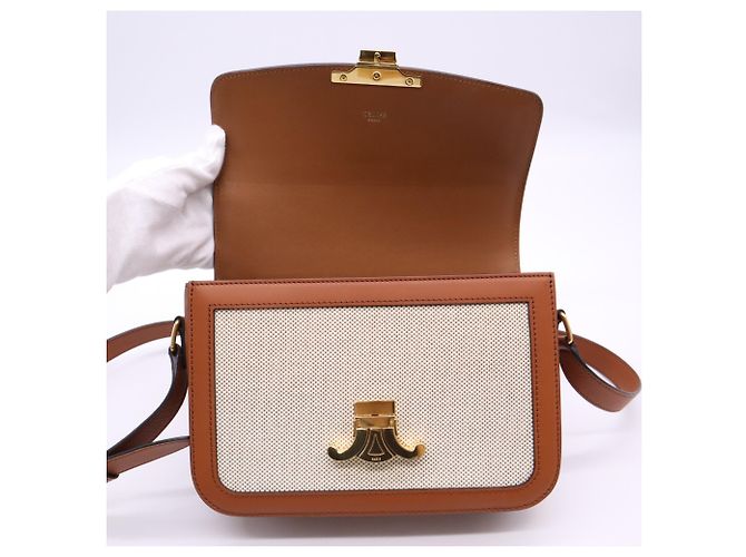 Céline Celine Classic Triomphe Medium Schultertasche Braun Beige - Ansicht 14