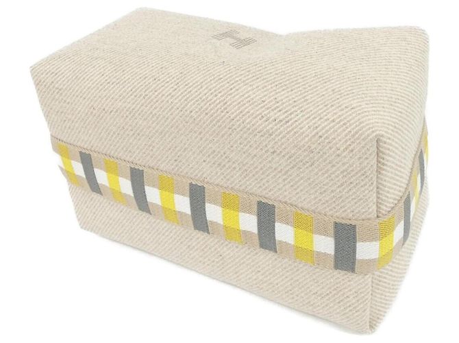 Hermès Hermes AU CARRE Brid à Black GM Handbag Pouch Beige - vista 3