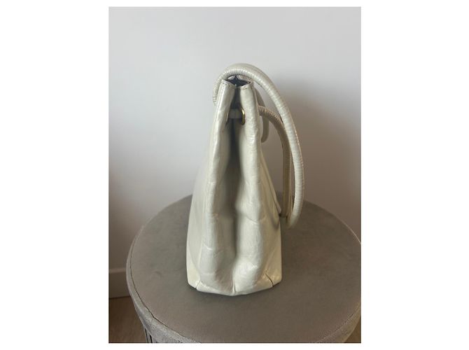 Borsa Tote Chanel in Pelle Ecru Bianco - vista 5