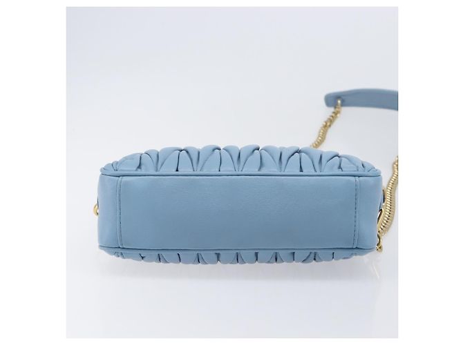 Borsa a tracolla Miu Miu Matelassé con catena in pelle 2way Blu chiaro Oro Auth BA15627V D'oro - vista 10
