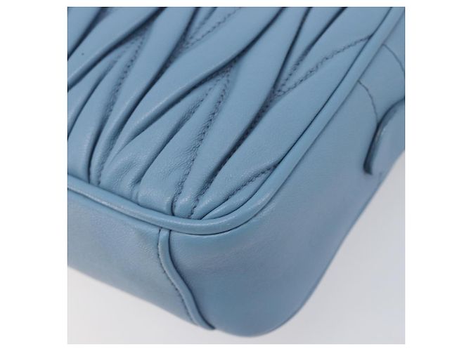 Borsa a tracolla Miu Miu Matelassé con catena in pelle 2way Blu chiaro Oro Auth BA15627V D'oro - vista 11