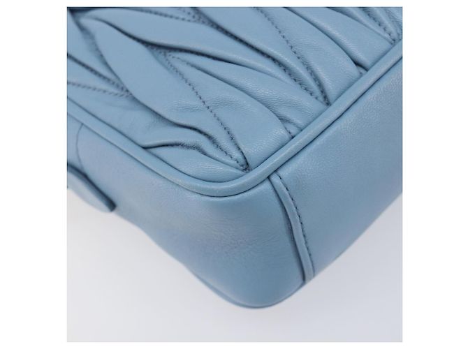 Borsa a tracolla Miu Miu Matelassé con catena in pelle 2way Blu chiaro Oro Auth BA15627V D'oro - vista 12