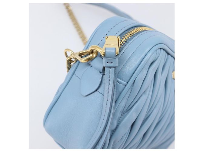 Borsa a tracolla Miu Miu Matelassé con catena in pelle 2way Blu chiaro Oro Auth BA15627V D'oro - vista 16