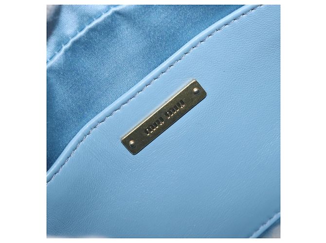 Borsa a tracolla Miu Miu Matelassé con catena in pelle 2way Blu chiaro Oro Auth BA15627V D'oro - vista 17