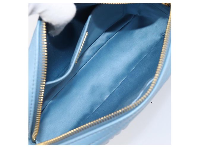 Borsa a tracolla Miu Miu Matelassé con catena in pelle 2way Blu chiaro Oro Auth BA15627V D'oro - vista 18