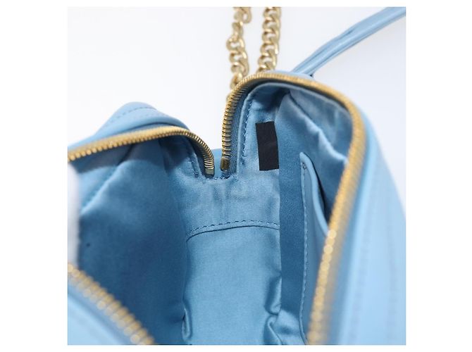Borsa a tracolla Miu Miu Matelassé con catena in pelle 2way Blu chiaro Oro Auth BA15627V D'oro - vista 20