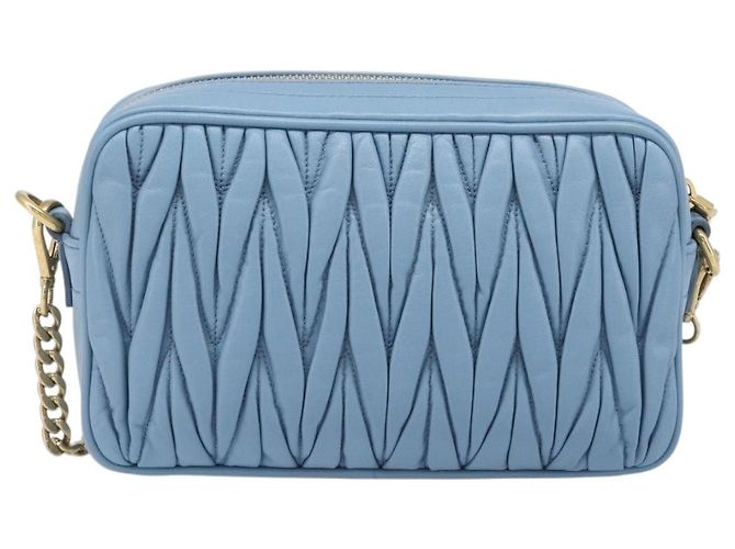 Borsa a tracolla Miu Miu Matelassé con catena in pelle 2way Blu chiaro Oro Auth BA15627V D'oro - vista 3