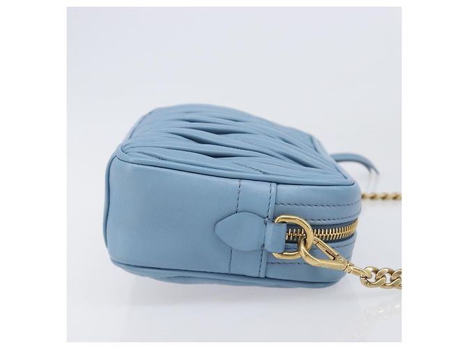 Borsa a tracolla Miu Miu Matelassé con catena in pelle 2way Blu chiaro Oro Auth BA15627V D'oro - vista 4