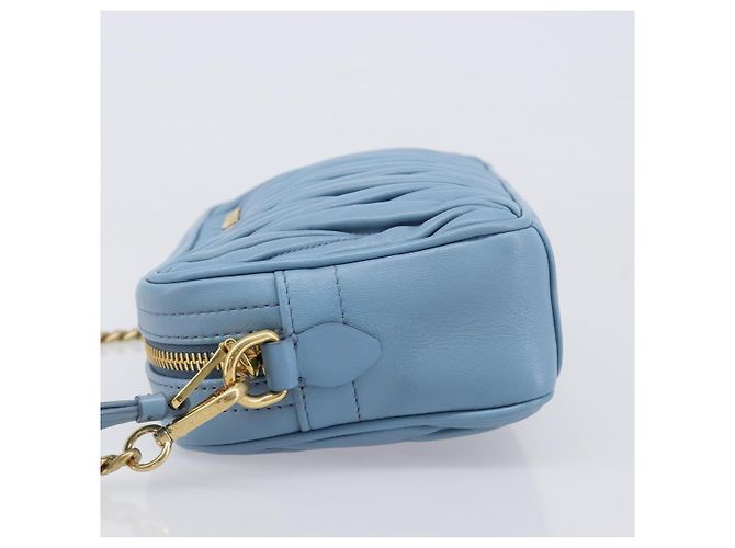 Borsa a tracolla Miu Miu Matelassé con catena in pelle 2way Blu chiaro Oro Auth BA15627V D'oro - vista 5