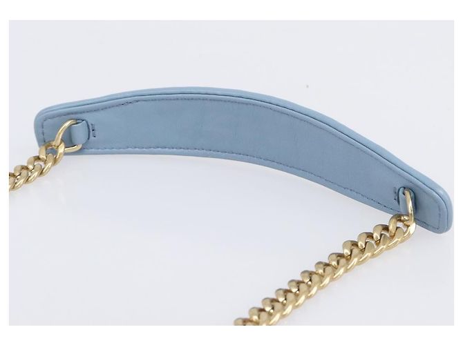 Borsa a tracolla Miu Miu Matelassé con catena in pelle 2way Blu chiaro Oro Auth BA15627V D'oro - vista 9