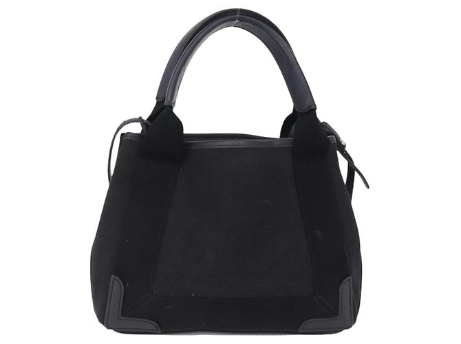 Borsa a mano BALENCIAGA Navy Cabas XS Canvas Black Silver 390346 Auth 201237A Nero Argento - vista 3