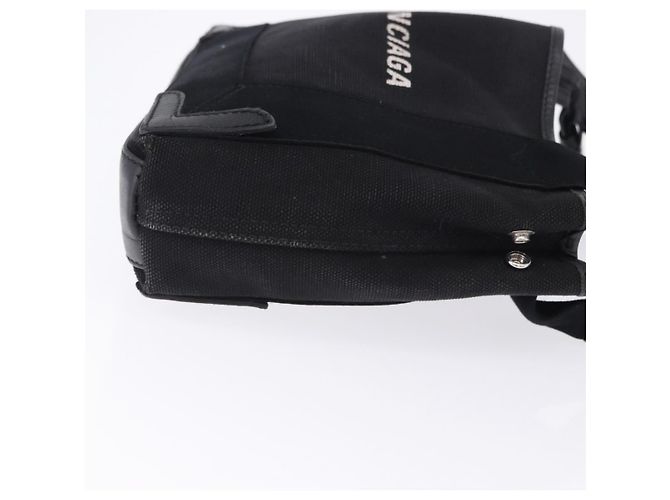 Borsa a mano BALENCIAGA Navy Cabas XS Canvas Black Silver 390346 Auth 201237A Nero Argento - vista 5