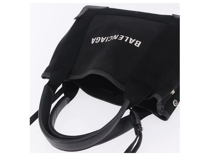 Borsa a mano BALENCIAGA Navy Cabas XS Canvas Black Silver 390346 Auth 201237A Nero Argento - vista 7