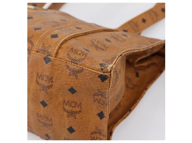Borsa Tote MCM Vicetos PVC Pelle Marrone Tono Oro Auth 203356 - vista 10