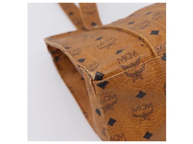 Borsa Tote MCM Vicetos PVC Pelle Marrone Tono Oro Auth 203356 - vista 11