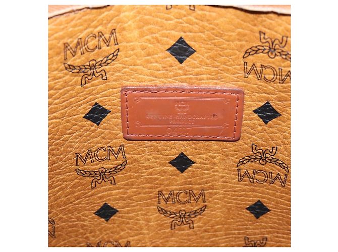 Borsa Tote MCM Vicetos PVC Pelle Marrone Tono Oro Auth 203356 - vista 16