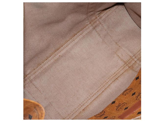 Borsa Tote MCM Vicetos PVC Pelle Marrone Tono Oro Auth 203356 - vista 17