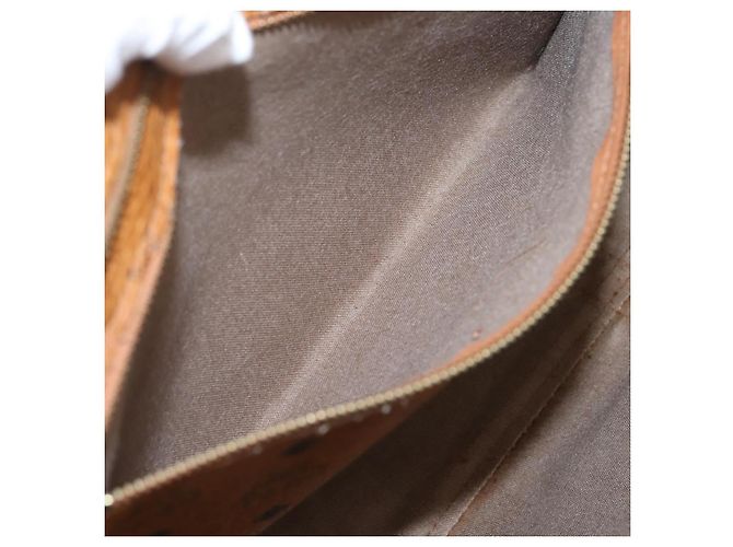 Borsa Tote MCM Vicetos PVC Pelle Marrone Tono Oro Auth 203356 - vista 21
