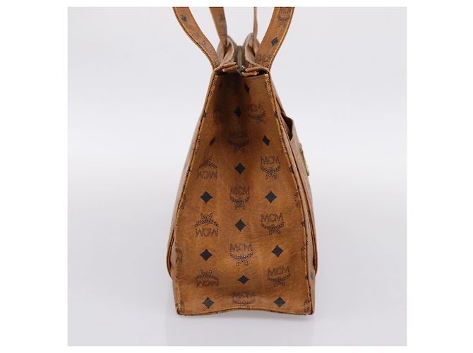 Borsa Tote MCM Vicetos PVC Pelle Marrone Tono Oro Auth 203356 - vista 4