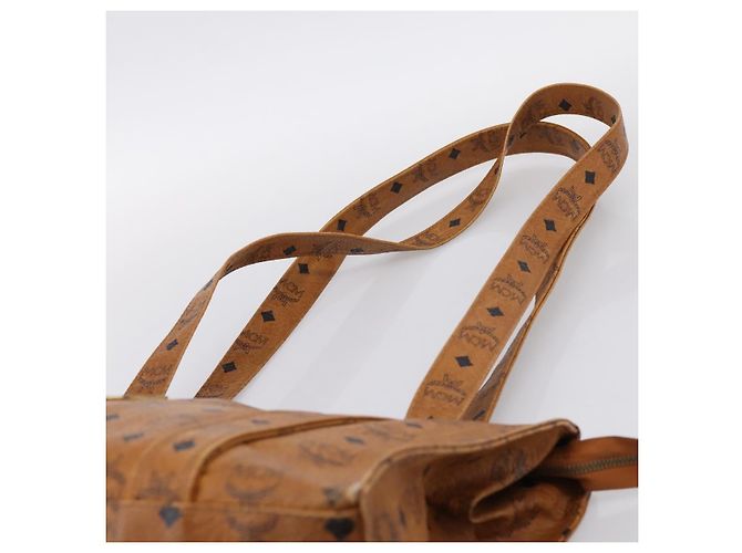 Borsa Tote MCM Vicetos PVC Pelle Marrone Tono Oro Auth 203356 - vista 8