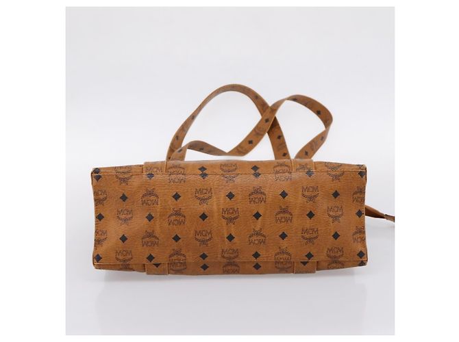 Borsa Tote MCM Vicetos PVC Pelle Marrone Tono Oro Auth 203356 - vista 9