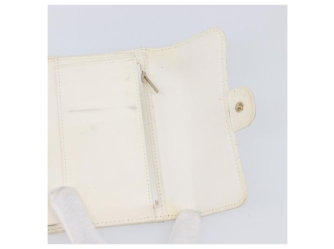 Cartera larga CHANEL Matelasse Caviar Skin White Gold CC Auth 200700 Blanco Dorado - vista 17