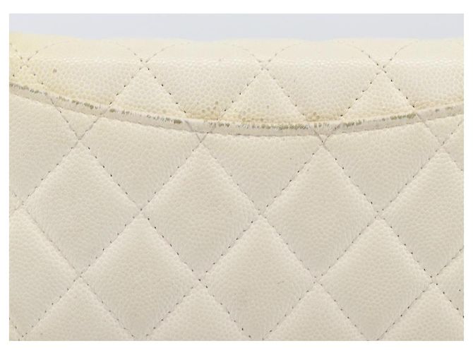 Cartera larga CHANEL Matelasse Caviar Skin White Gold CC Auth 200700 Blanco Dorado - vista 4
